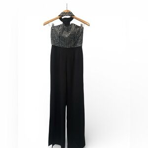 VENUS Black Jumpsuit with Silver Detailing